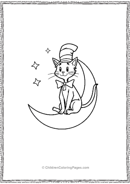 Cat In The Hat Sitting On A Crescent Free PDF Printable