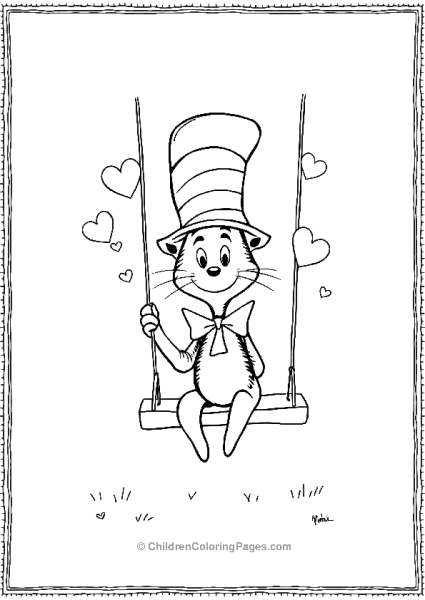 Cat In The Hat Sitting On A Swing Free PDF Printable