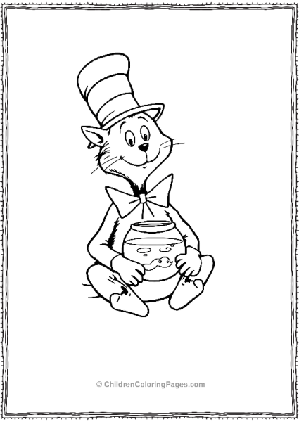 Cat In The Hat Sitting With A Tiny Friend Free PDF Printable