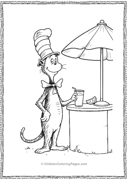 Cat In The Hat Standing By A Lemonade Stand Free PDF Printable