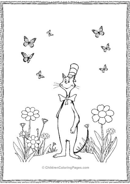 Cat In The Hat Standing In A Garden Free PDF Printable