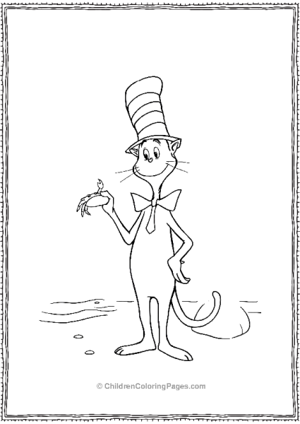 Cat In The Hat Standing On A Beech Free PDF Printable