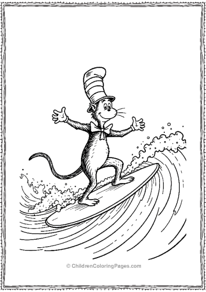 Cat In The Hat Surfing On A Wave Free PDF Printable