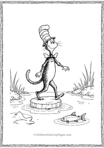 Cat In The Hat Walking Across A River Free PDF Printable