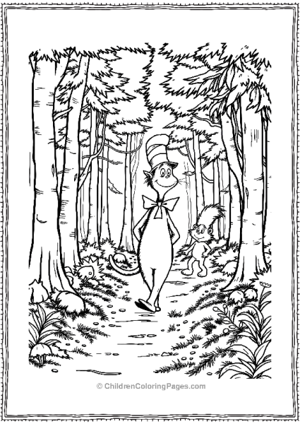 Cat In The Hat Walking Through A Forest Free PDF Printable