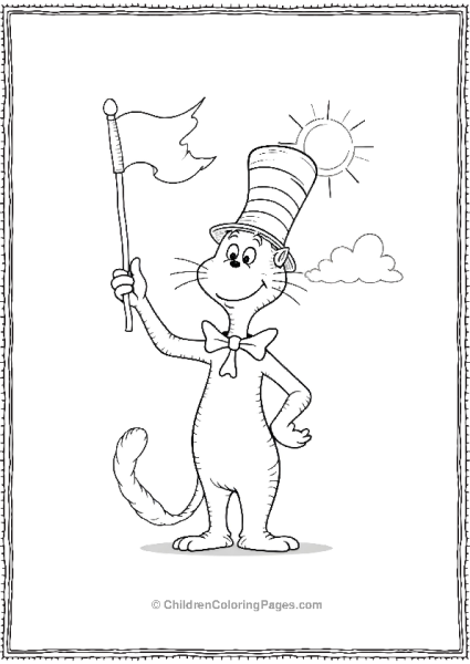 Cat In The Hat Waving A Flag Free PDF Printable