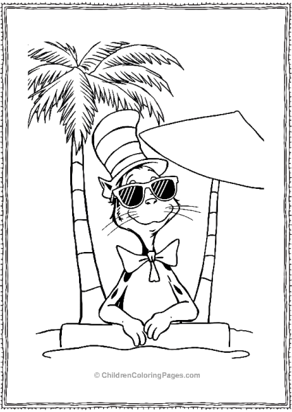 Cat In The Hat Wearing Sun Glasses Free PDF Printable