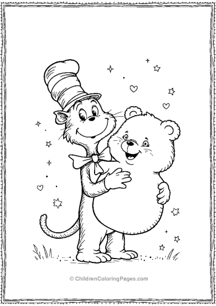 Cat In The Hat With A Giant Teddy Bear Free PDF Printable