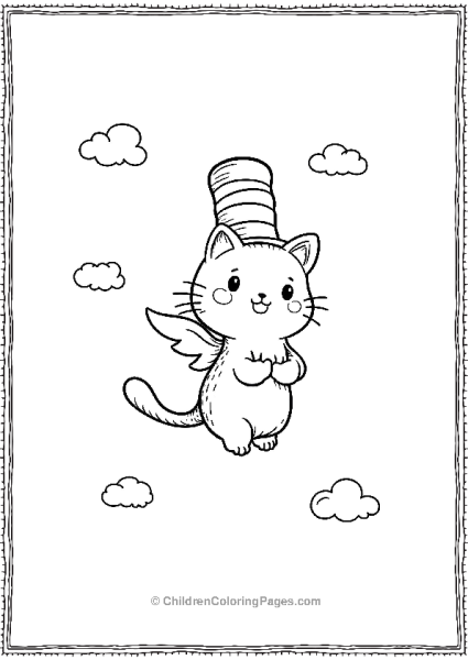 Cat In The Hat With Tiny Angle Wings Free PDF Printable