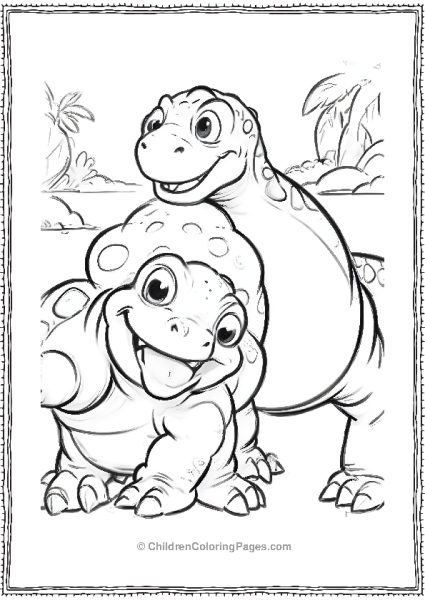 Cera And Little Foot Playing Free PDF Printable