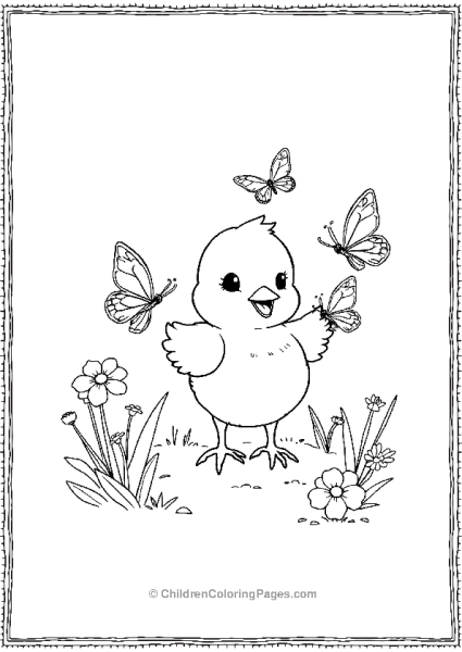 Chick With Butterflies Free PDF Printable