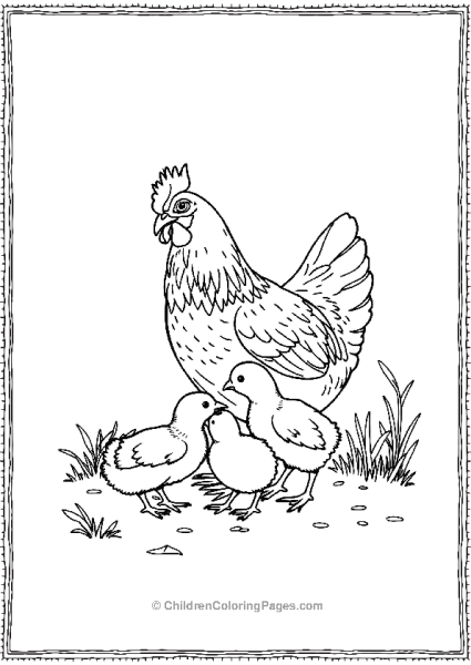 Chicken And Chics In Yard Free PDF Printable