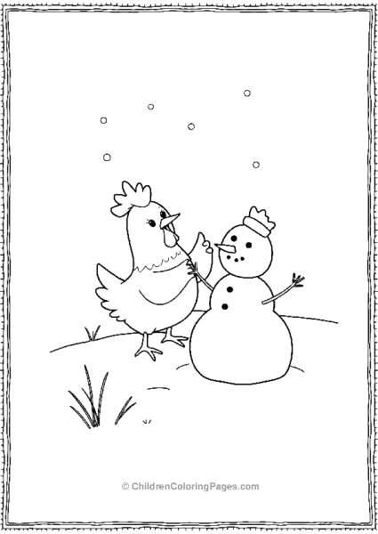 Chicken Playing In Snow Free PDF Printable