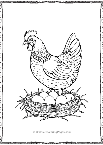 Chicken Watching Over Eggs Free PDF Printable