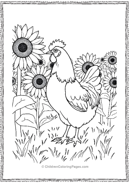 Chicken With Sunflowers Free PDF Printable