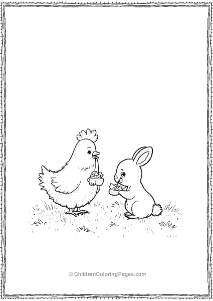 Chicken With Bunny Friend Free PDF Printable