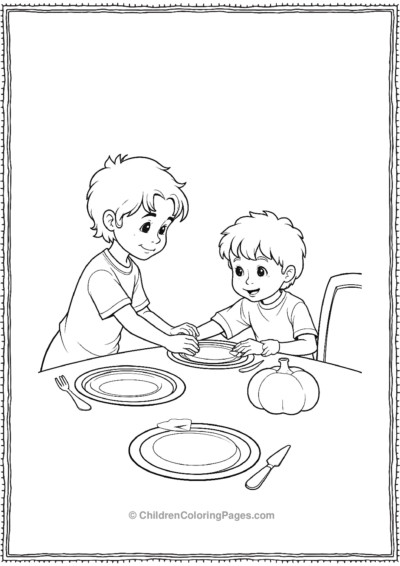 Child-Helping-To-Set-The-Table-With-Plates Free PDF Printable