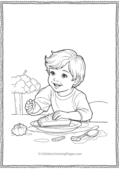 Child-Reaching-For-A-Slice-Of-Pumpkin-Pie-At-A-Thankgiving-Dinner Free PDF Printable