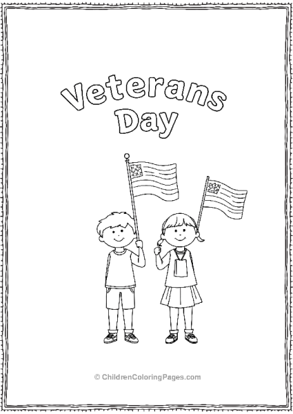 Children Holding Flags For Veterans Free PDF Printable