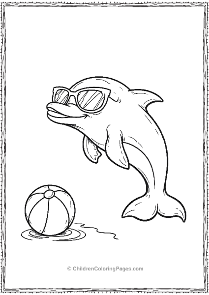 Cool Dolphin With Beach Ball Free PDF Printable