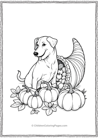 Cornucopia-Featuring-A-Dog-And-Autumn-Fruits Free PDF Printable