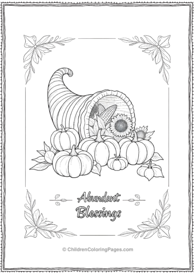 Cornucopia-Featuring-Pumpkins-Corn-And-Sunflowers- Free PDF Printable