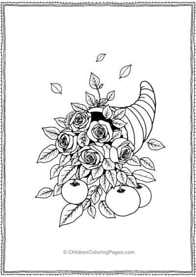 Cornucopia-Featuring-Roses-And-Apples Free PDF Printable