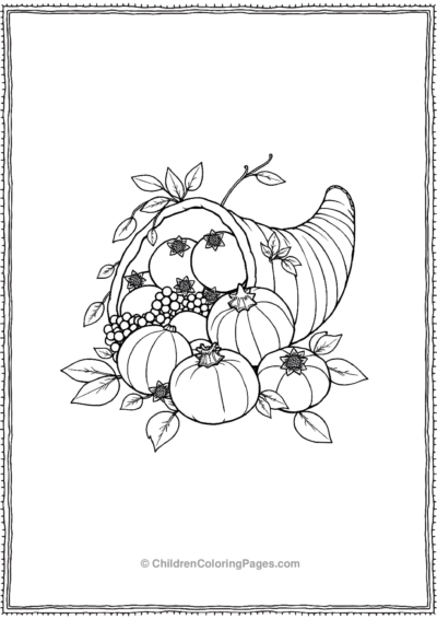 Cornucopia-Filled-With-Pomegranates-And-Squash Free PDF Printable