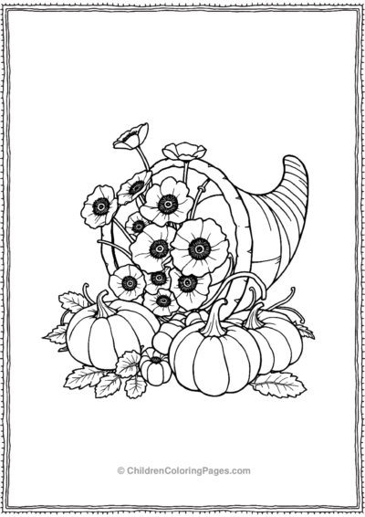 Cornucopia-Filled-With-Poppies-And-Squash Free PDF Printable