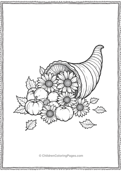 Cornucopia-Filled-With-Sunflowers-And-Fall-Fruits- Free PDF Printable