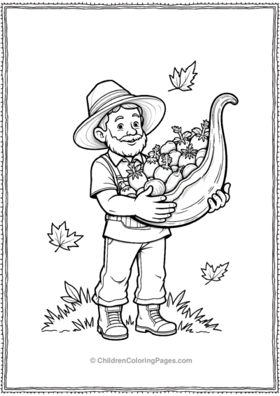 Cornucopia-Held-By-A-Farmer-And-Filled-With-Vegetables Free PDF Printable