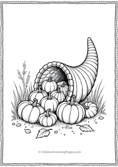 Cornucopia-In-A-Field-And-Filled-With-Squash Free PDF Printable