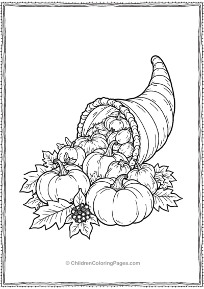 Cornucopia-Overflowing-With-Thanksgiving-Feast Free PDF Printable