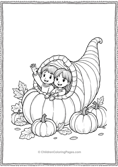 Cornucopia-Parade-Float-With-Children-Waving Free PDF Printable