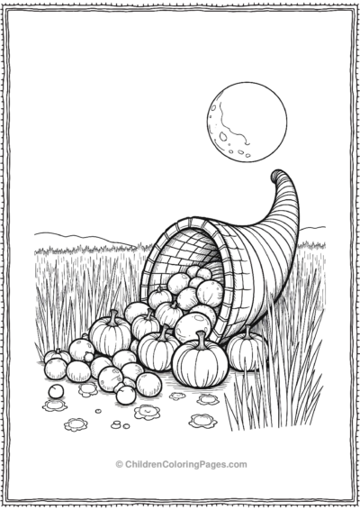 Cornucopia-Sitting-In-A-Field-Of-Wheat-Under-A-Moon Free PDF Printable