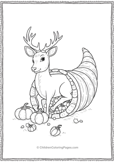 Cornucopia-With-A-Deer-And-Small-Gourds Free PDF Printable