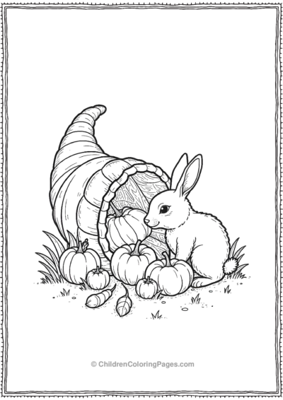 Cornucopia-With-A-Rabbit-And-Harvest-Vegetables Free PDF Printable