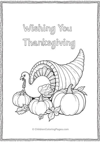 Cornucopia-With-A-Turkey-And-Pumpkins- Free PDF Printable