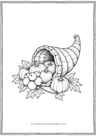 Cornucopia-With-Autumn-Leaves-And-Harvest-Vegetables Free PDF Printable