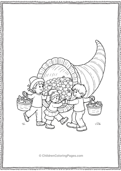 Cornucopia-With-Children-Carrying-Baskets-Of-Fruit Free PDF Printable