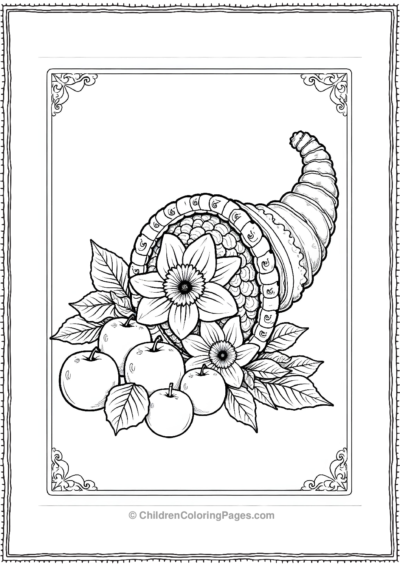 Cornucopia-With-Daffodils-And-Apples Free PDF Printable