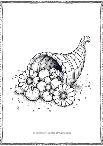 Cornucopia-With-Daisies-And-Gourds Free PDF Printable