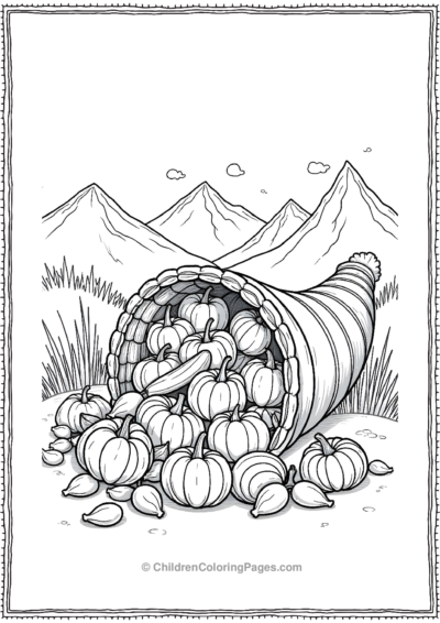 Cornucopia-With-Mountains-In-The-Background Free PDF Printable