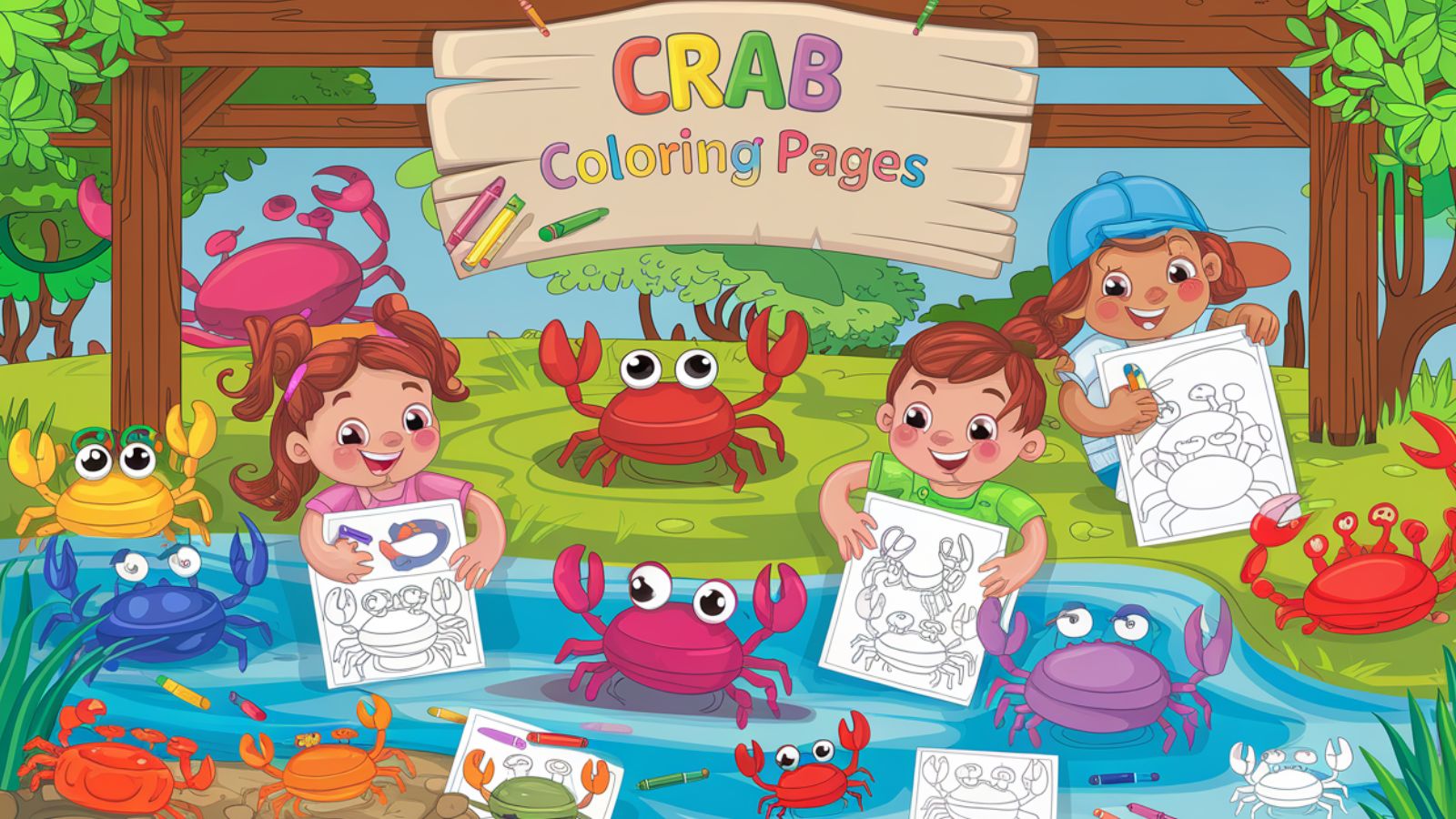 Crab Coloring Pages- Free Printable PDFs For Children 🦀