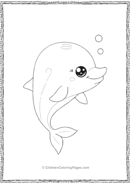 Cute Cartoon Dolphin With Bubbles Free PDF Printable