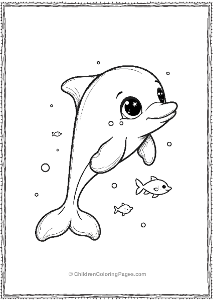 Cute Cartoon Dolphin With Little Fish Free PDF Printable