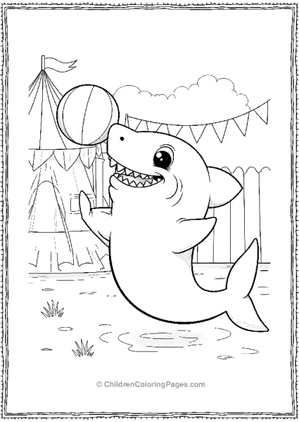 Cute Cartoon Shark Balancing A Ball On Its Nose Free PDF Printable