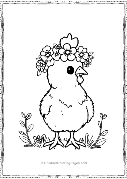 Cute Chick With Flower Band Free PDF Printable