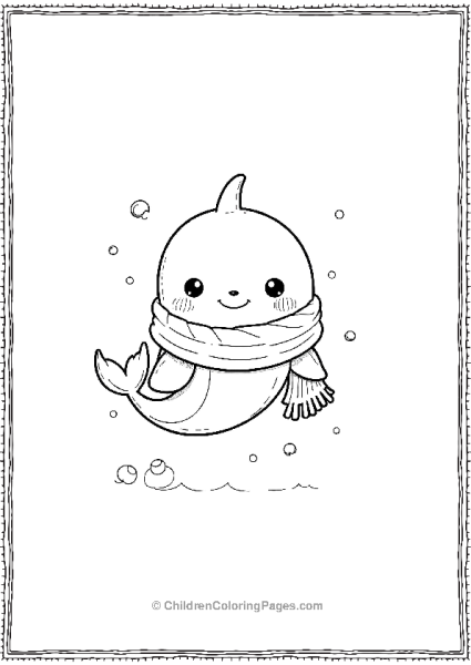 Cute Dolphin In A Scarf  Free PDF Printable