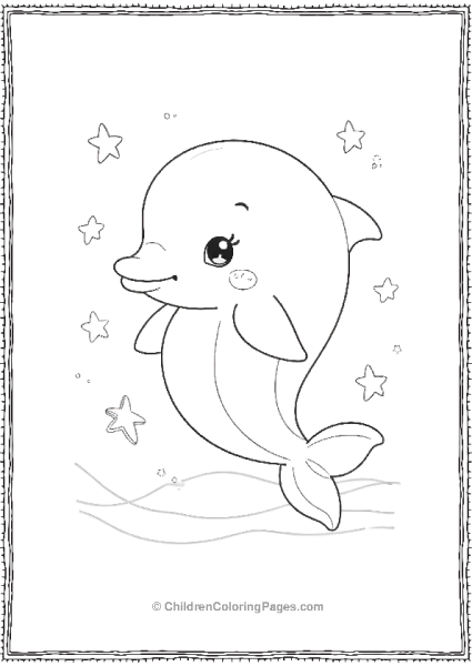 Cute Dolphin In The Ocean  Free PDF Printable